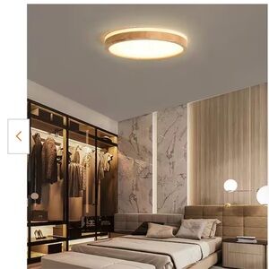 Modern Circular Ceiling Light 15.7 Wood White Finish Dimmable  LED Flush Mount